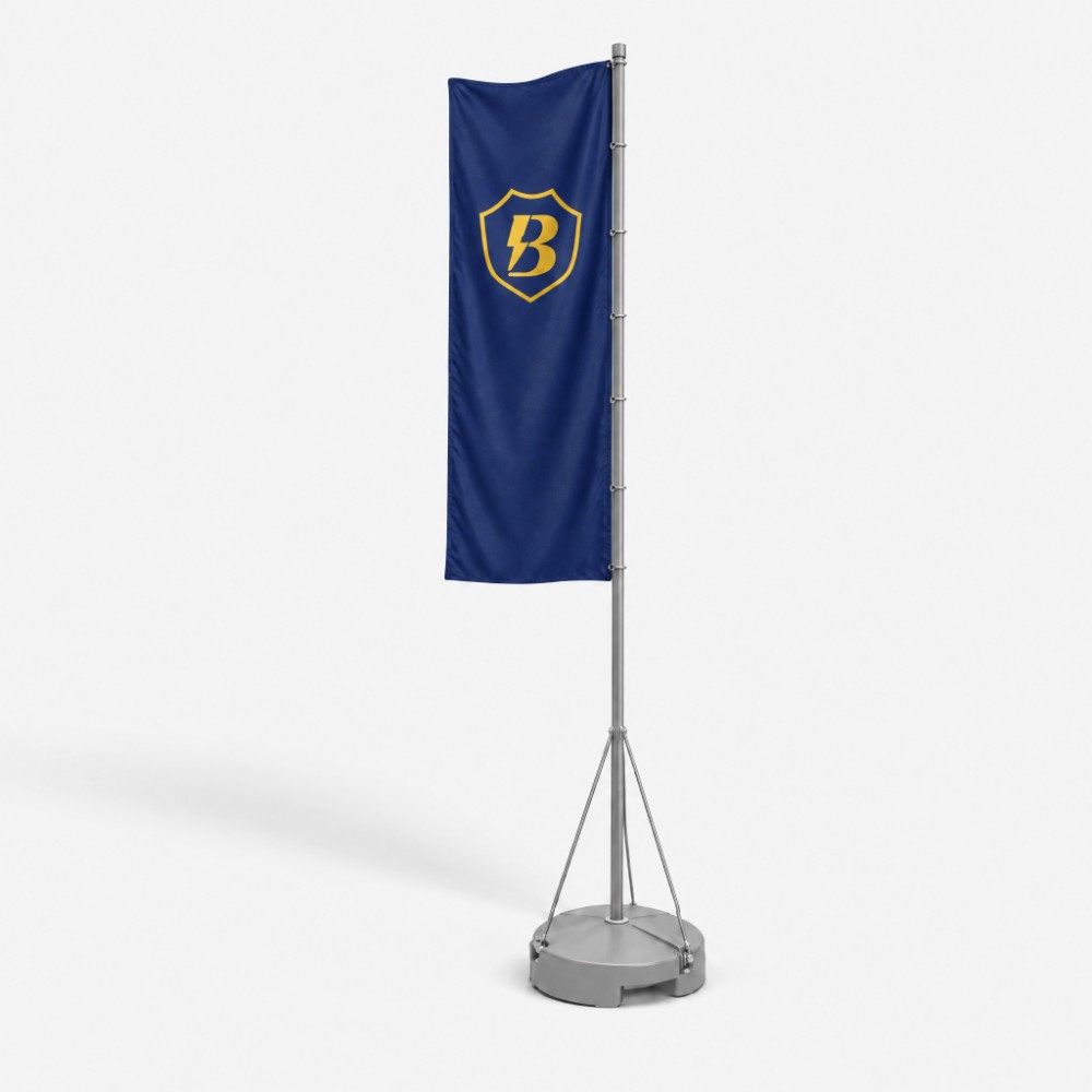 Hissflagge ohne Ausleger am Fahnenmast mit Bannerheld-Wappen